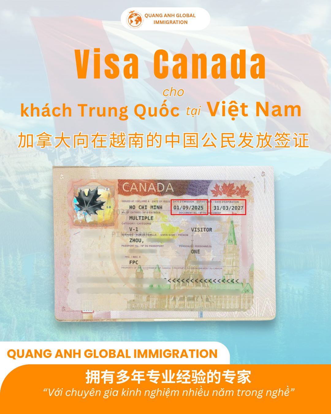 Visa Canada cho người Trung Quốc tại Việt Nam - QA Visa Global