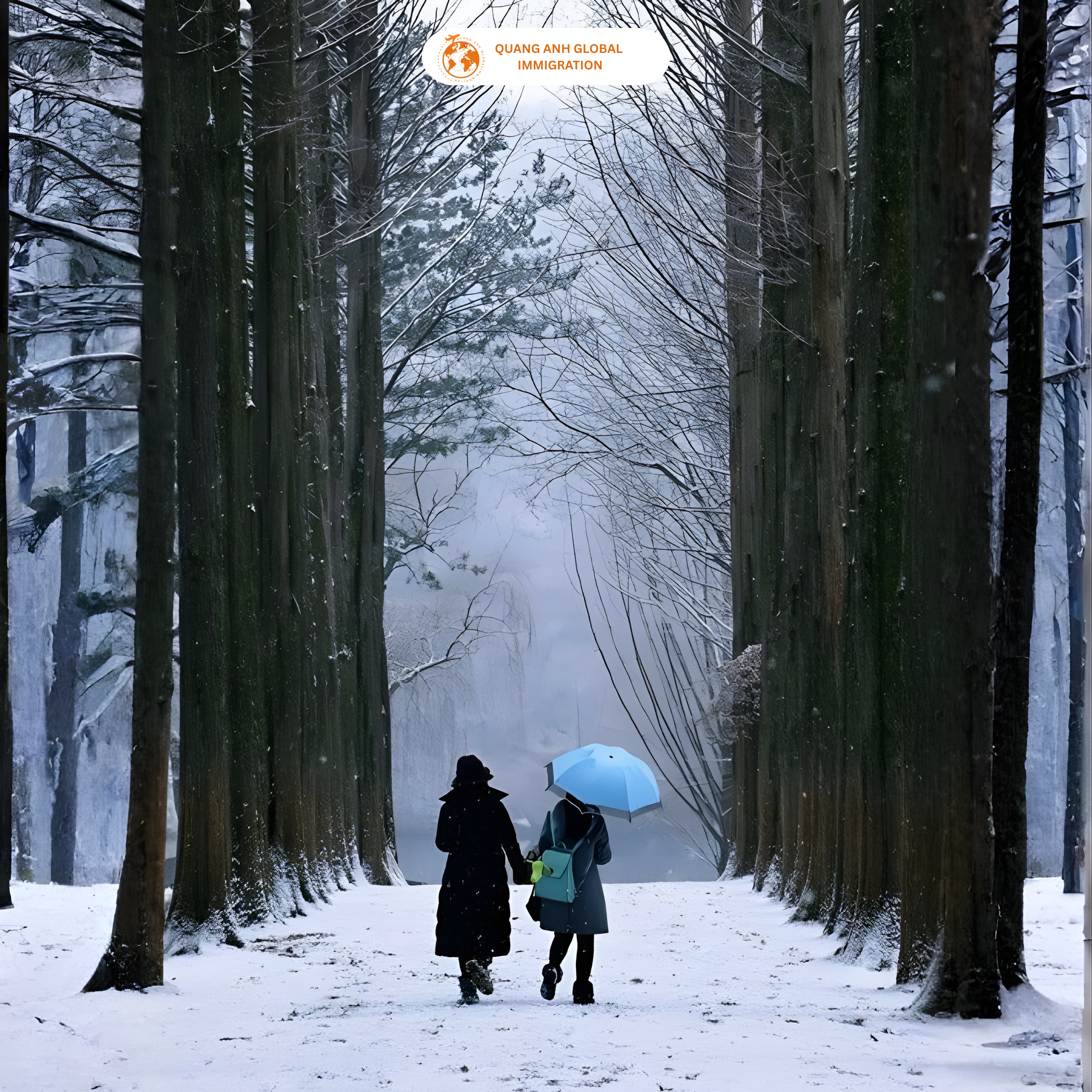 mùa đông tại nami island - quang anh visa global