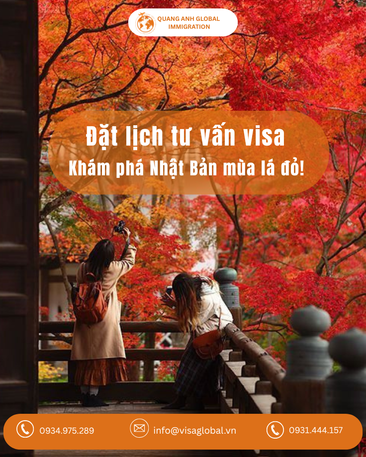 visa du lịch Nhật Bản Lá phong đỏ mùa thu