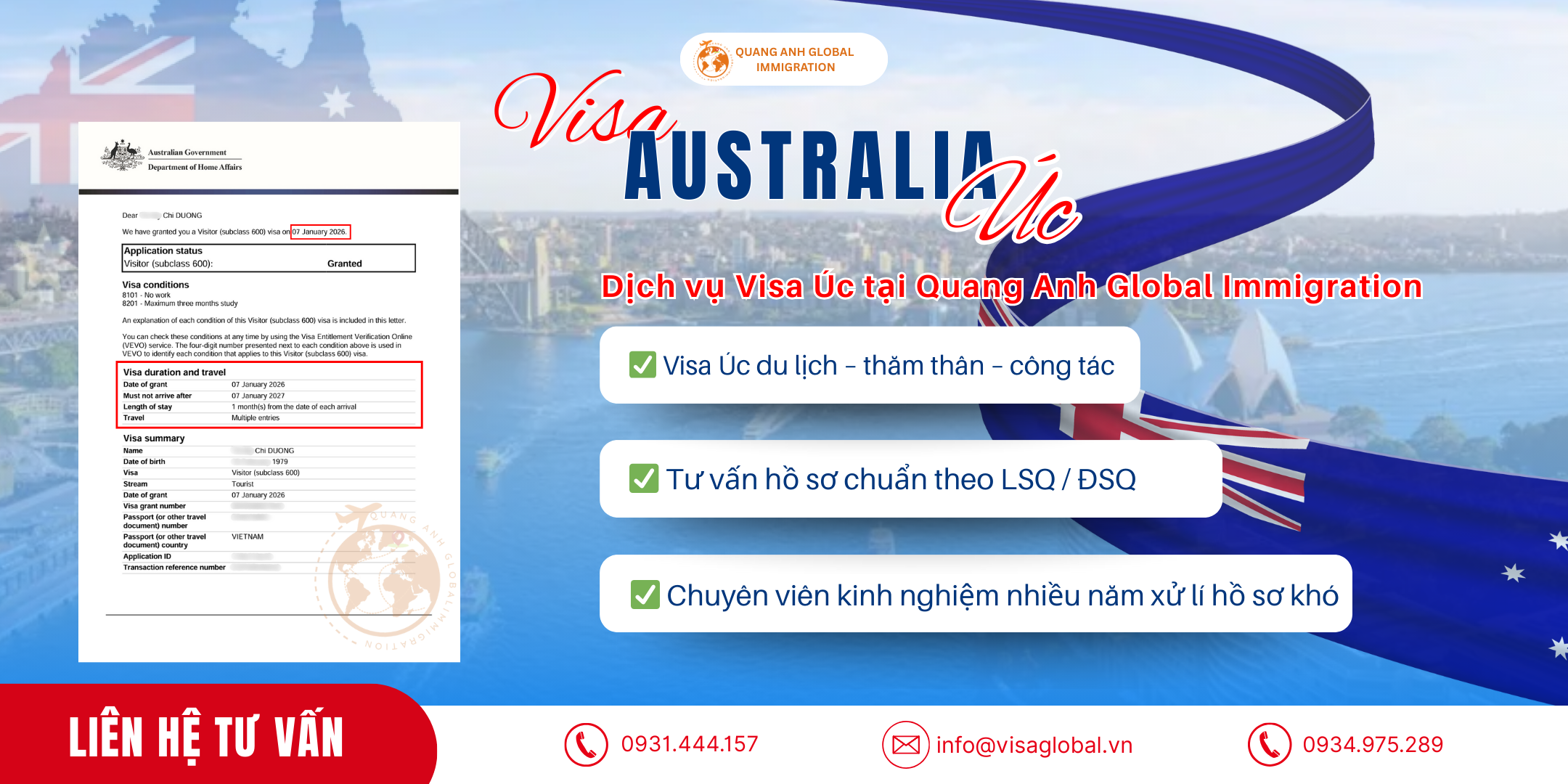 Visa Úc - Quang Anh Global Immigration