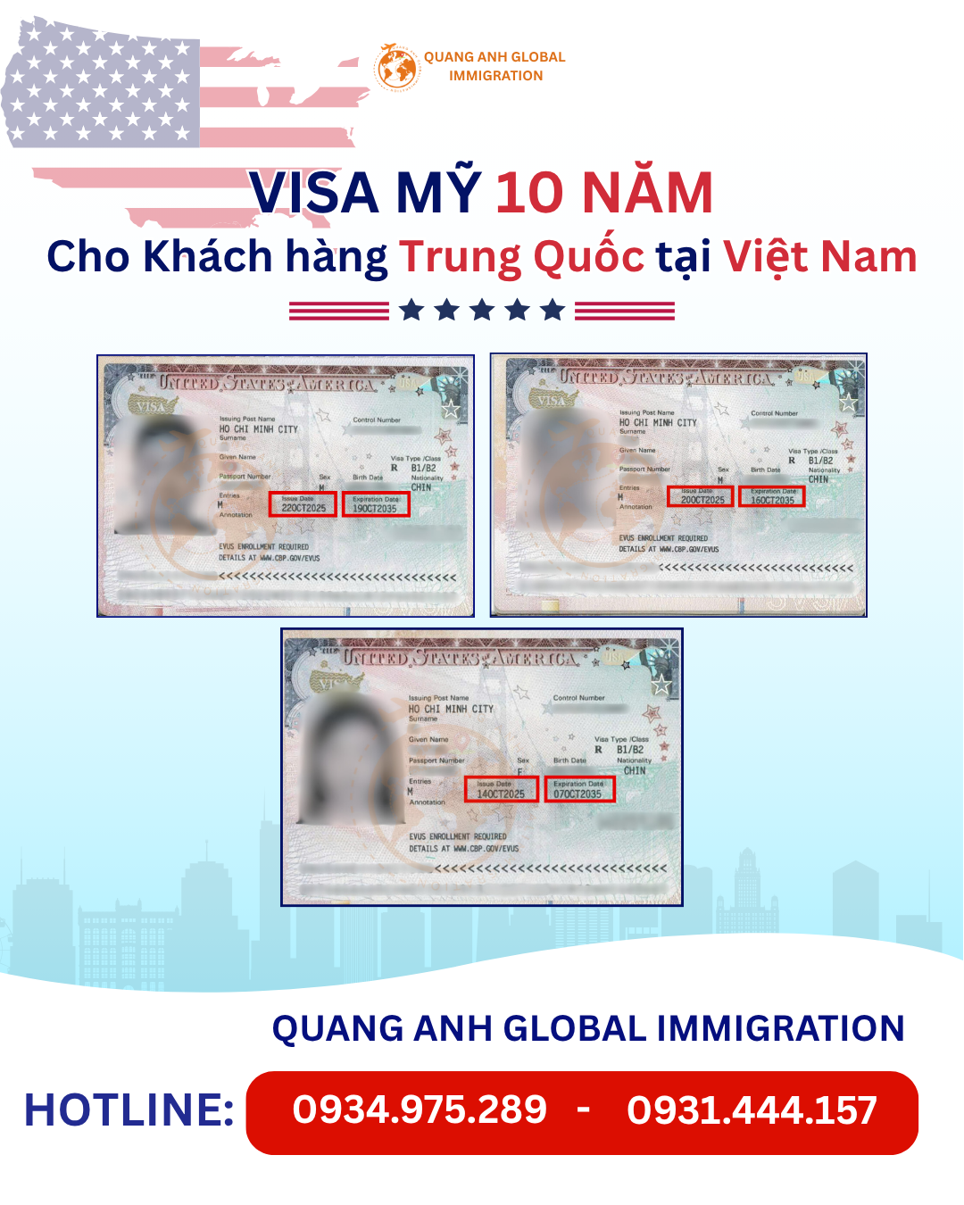 visa mỹ cho khách hàng trung quốc - Quang Anh Visa Global