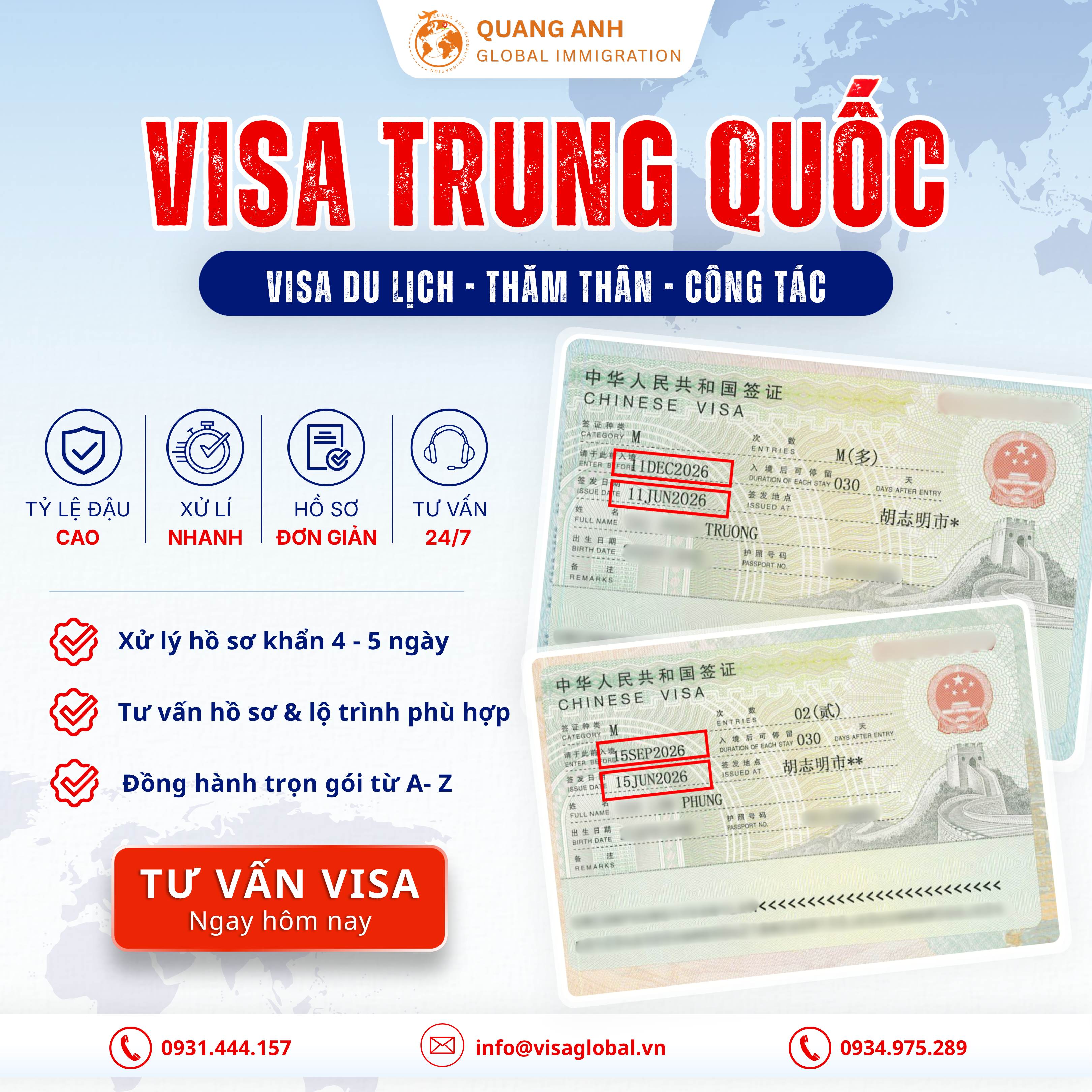 Visa du lịch Trung Quốc - Quang Anh Global Immigration